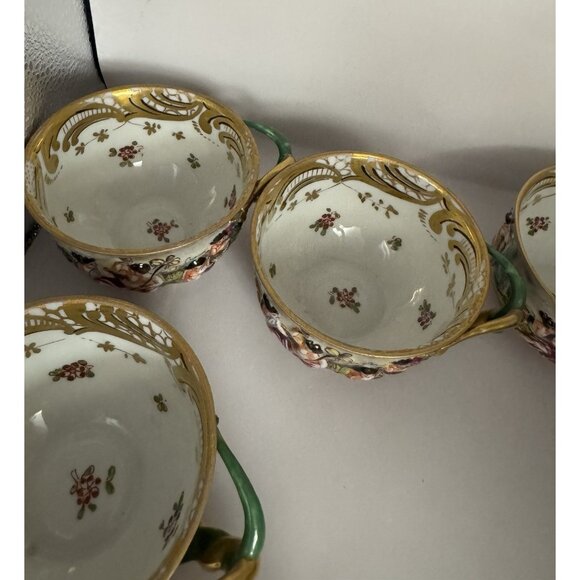 Antique RARE Capodimonte Italy Cherub Sea Serpent Twist Handle 6 Cups & Saucers! - Picture 16 of 16